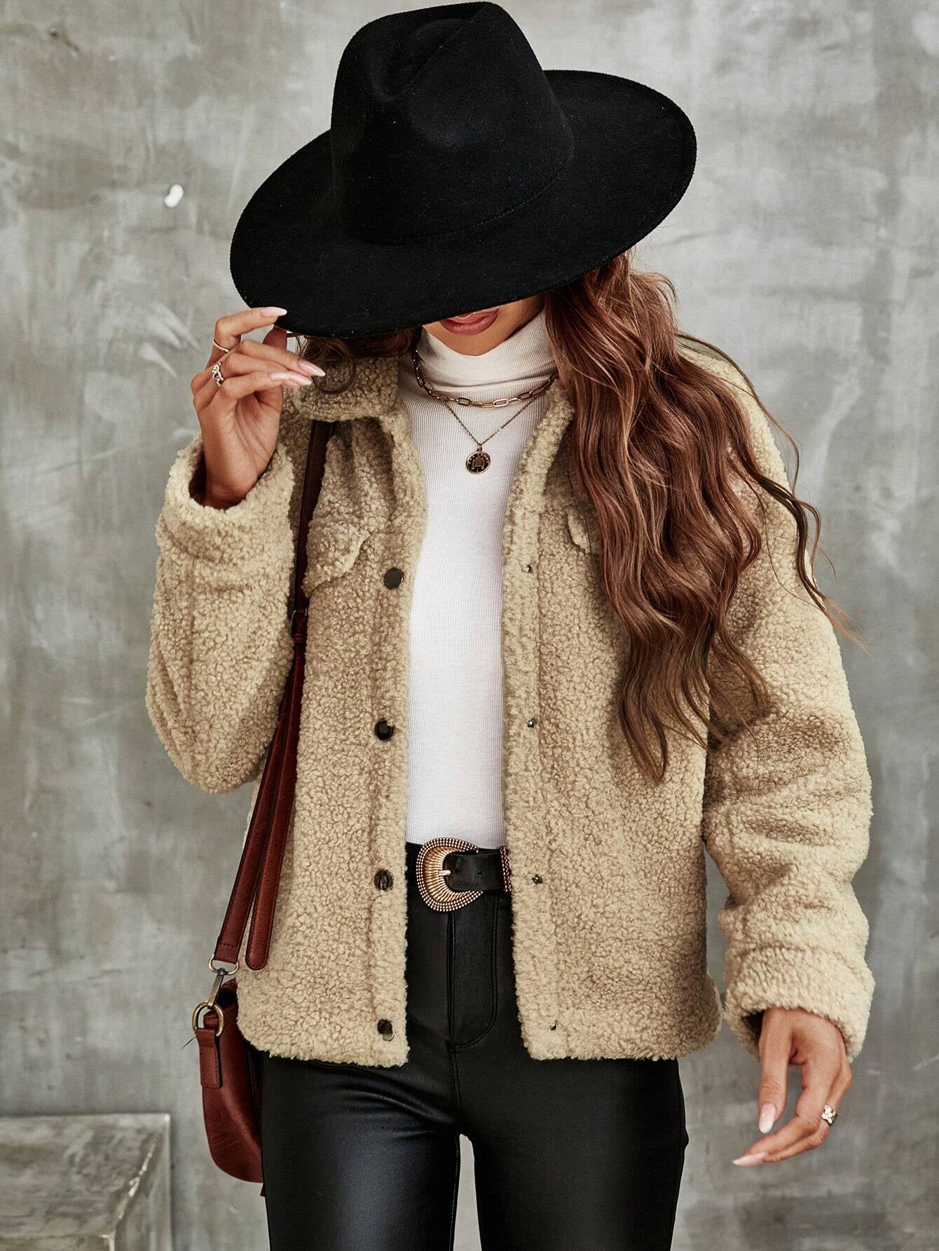 Manteau Teddy avec Détails à Rabat