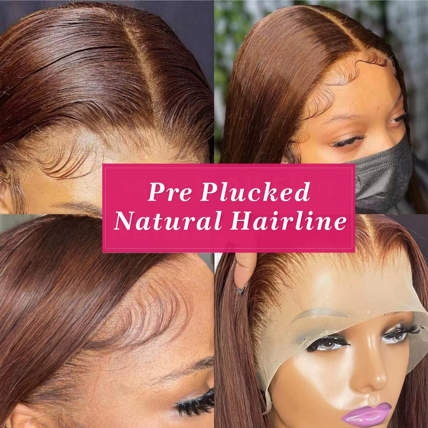 13X4 Chocolate Brown Straight Lace Front Wigs Human Hair 13X6 Transparent HD Lace Frontal Wig Pre Plucked Brown Bleached Wigs