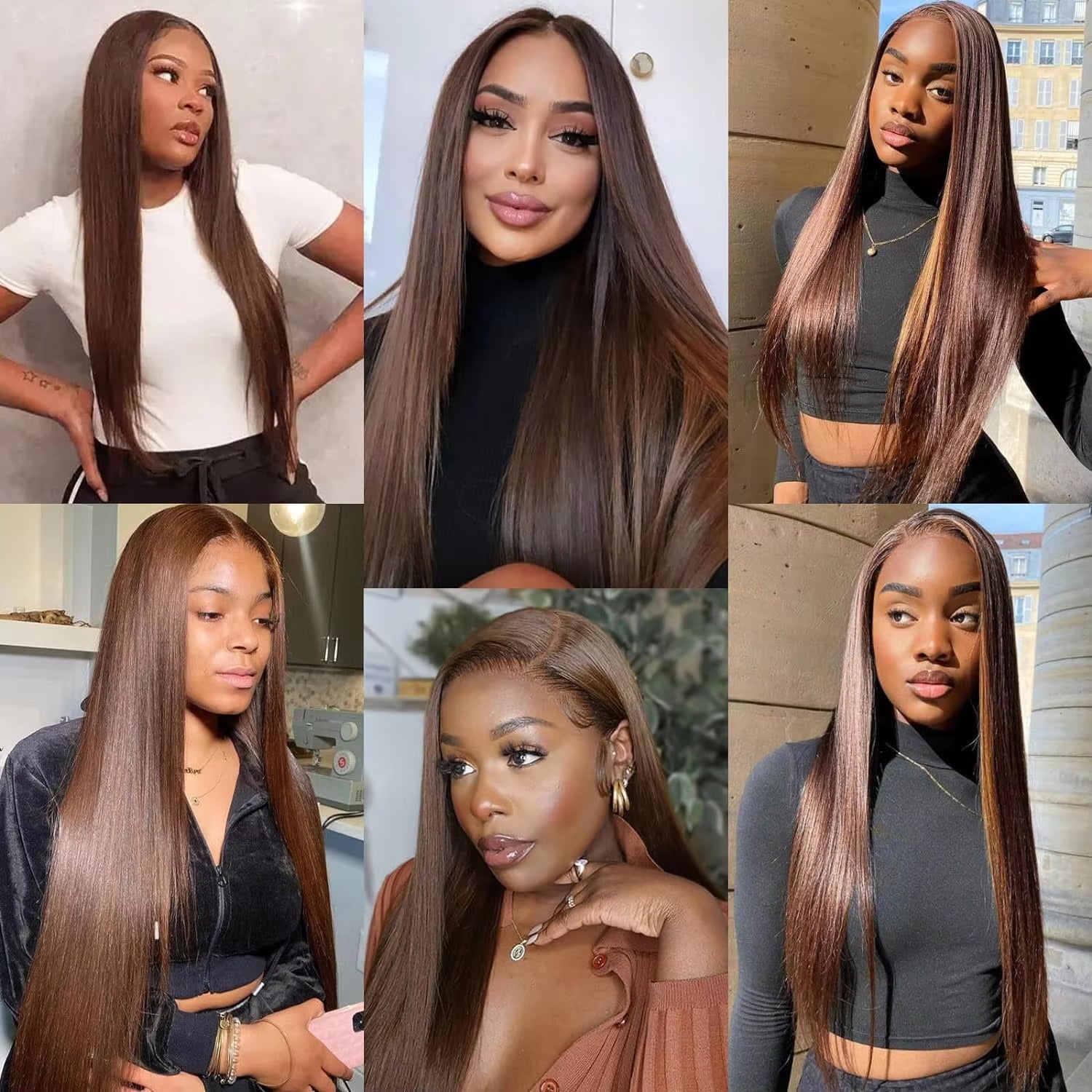 13X4 Chocolate Brown Straight Lace Front Wigs Human Hair 13X6 Transparent HD Lace Frontal Wig Pre Plucked Brown Bleached Wigs