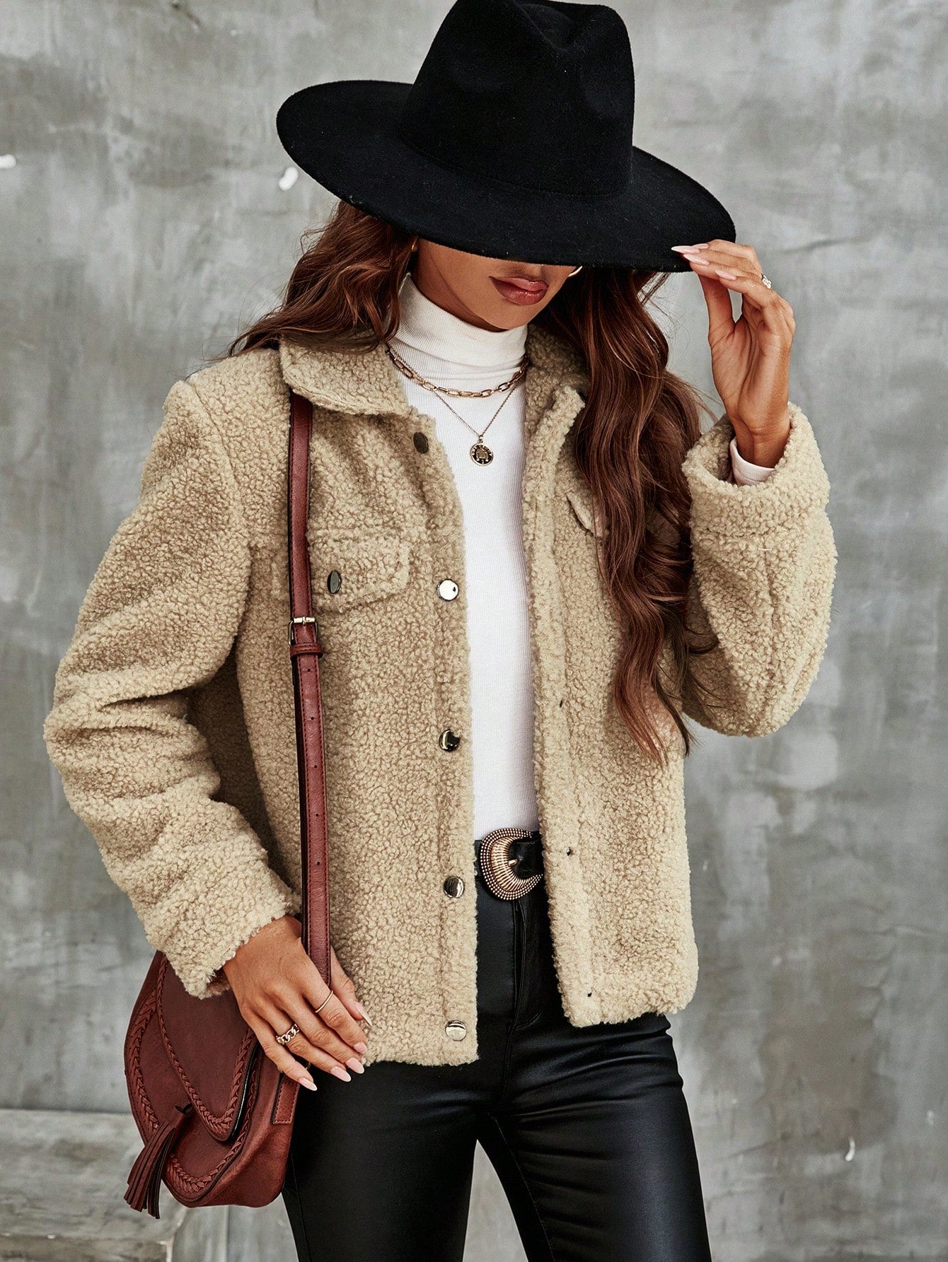 Manteau Teddy avec Détails à Rabat