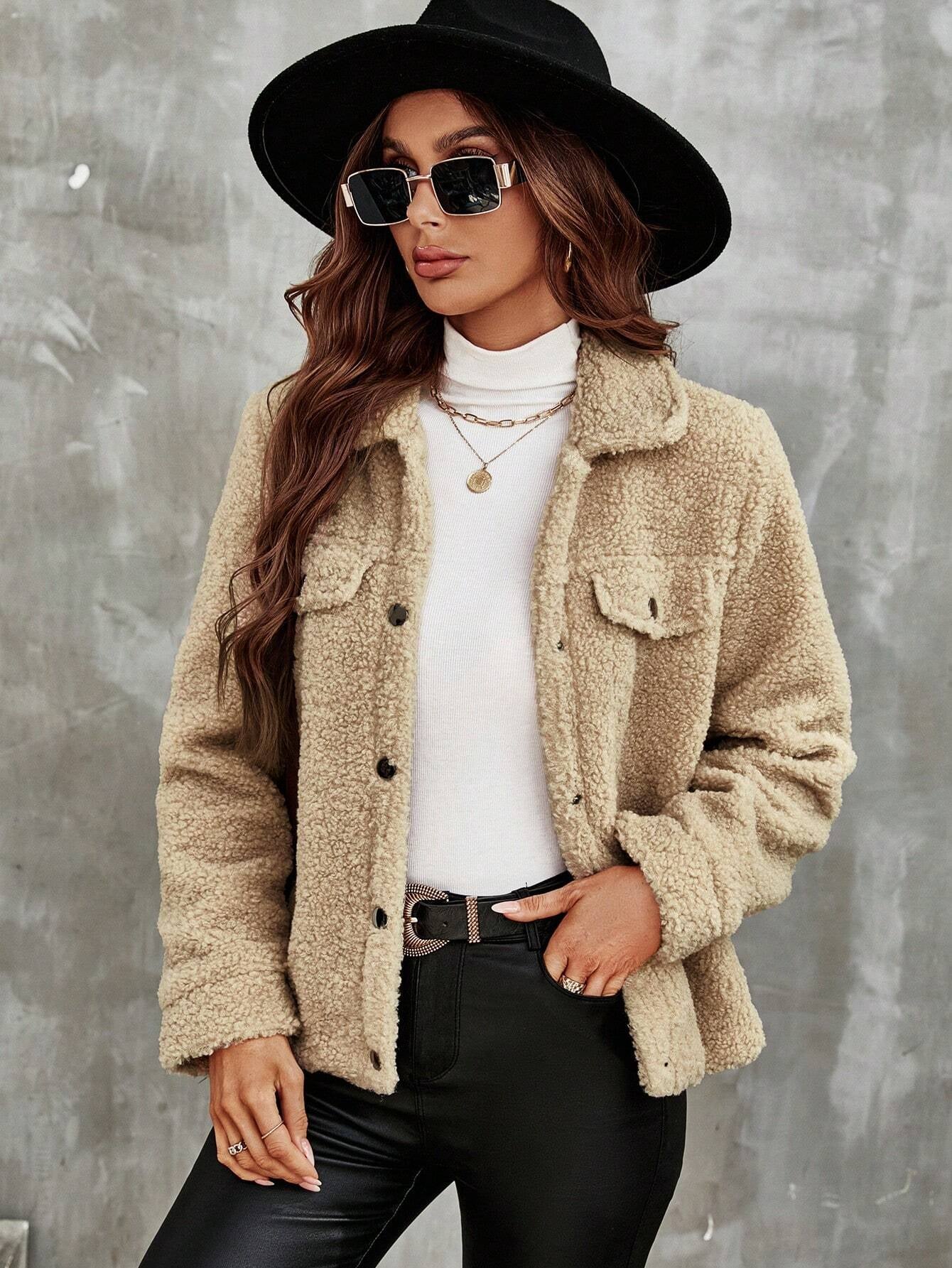 Manteau Teddy avec Détails à Rabat