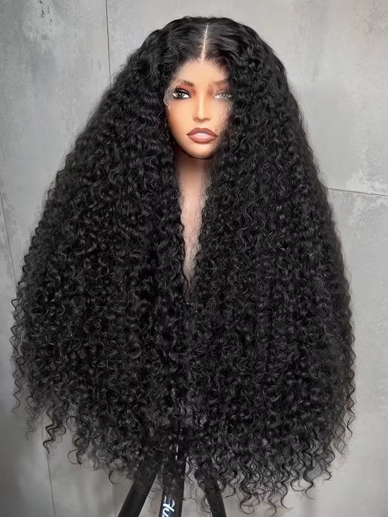 13X6 Natural Black Deep Wave Transparent Lace Frontal Human Hair Wig 200 Density 30 40 Inch 13X4 Curly Lace Front Wigs for Women