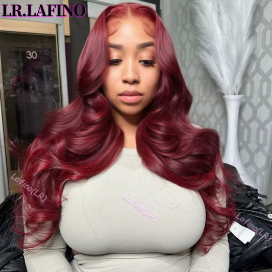 30 Inch Burgundy 13X6 Body Wave HD Lace Frontal Human Hair Wig 99J Colored 13X4 Red Lace Front Human Hair Wigs for Black Women