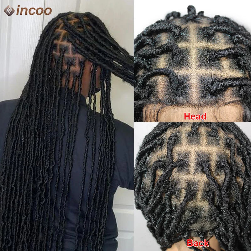 40 Inches Long Synthetic Dreadlocks Braided Wigs Soft Full Lace Twist Braids Wigs for Black Woman Knotless Box Braided Lace Wigs