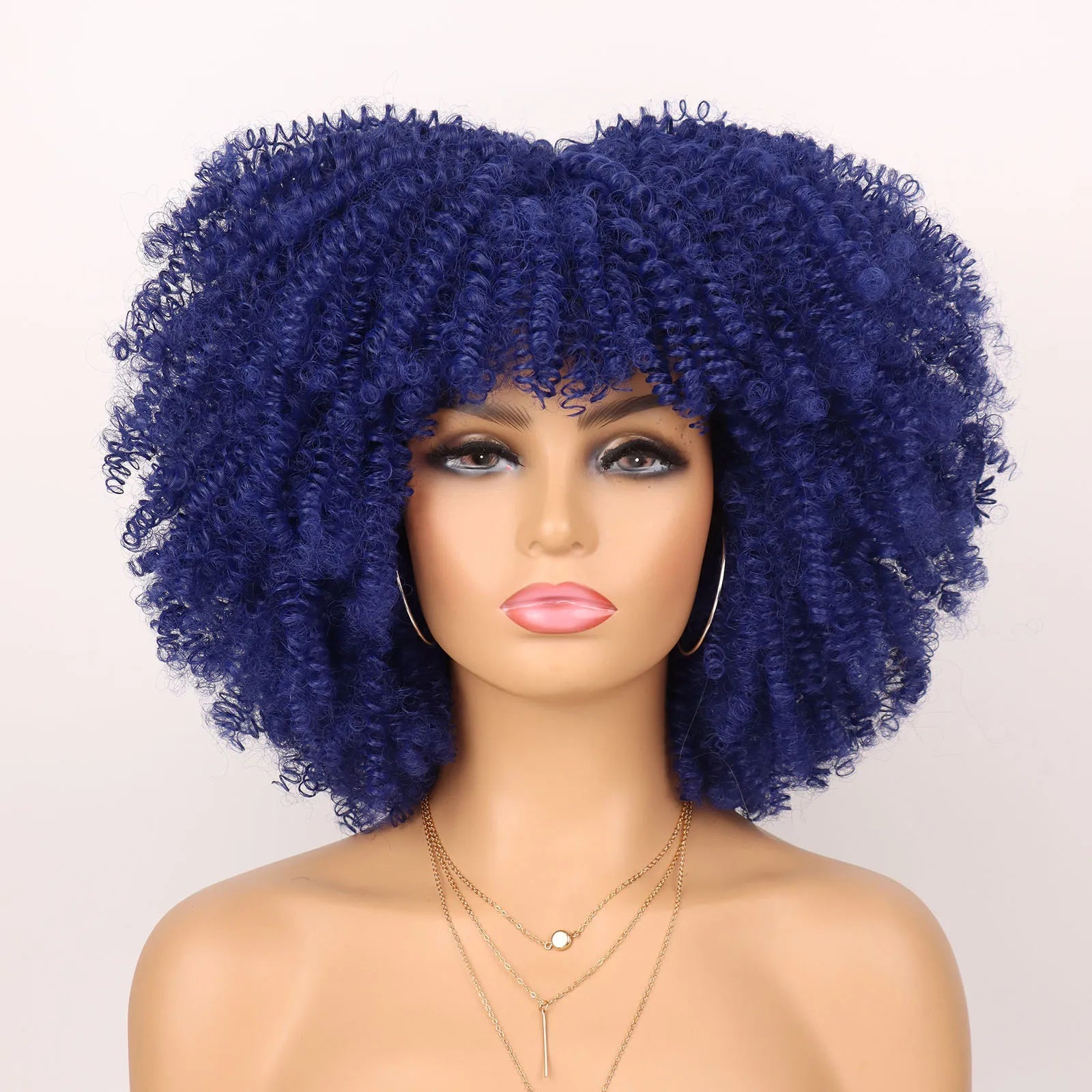 Tereshar Synthetic Short Kinky Curly with Bangs for Daily Party Halloween Blonde Afro Curly Wig Synthetic Wigs for Black Women