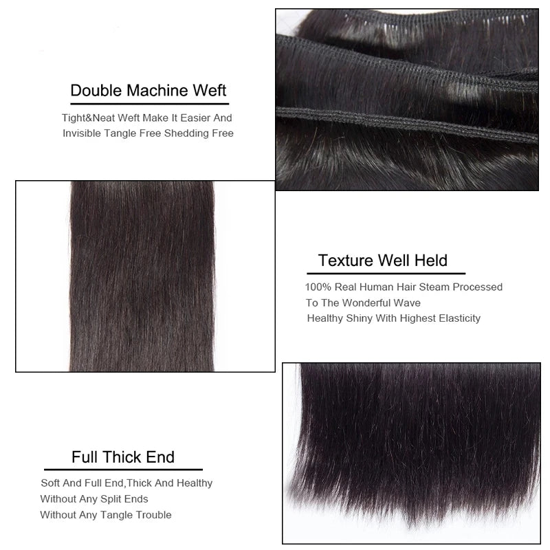 Extensions de Cheveux Lisses Brésiliens Naturels - 100% Cheveux Humains