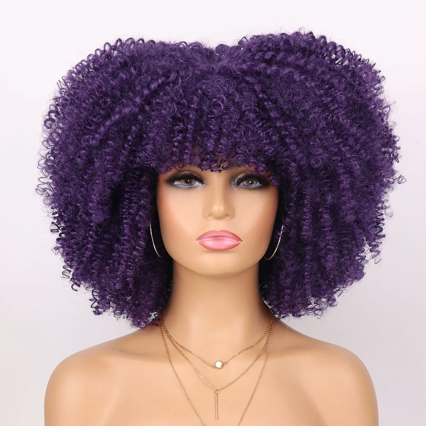 Tereshar Synthetic Short Kinky Curly with Bangs for Daily Party Halloween Blonde Afro Curly Wig Synthetic Wigs for Black Women