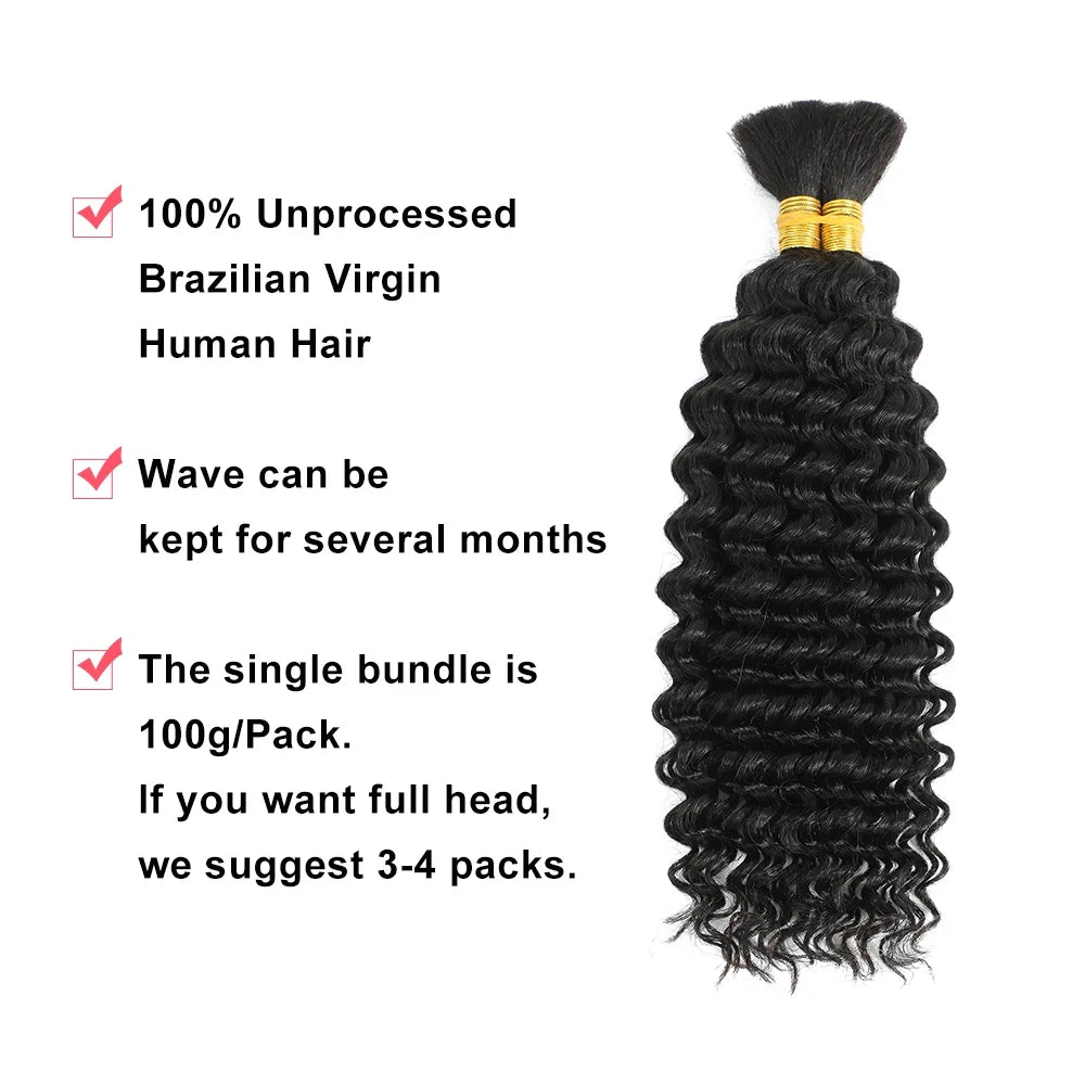 Cheveux Bouclés 100% Humains - Extensions Bulk Brésiliennes Remy