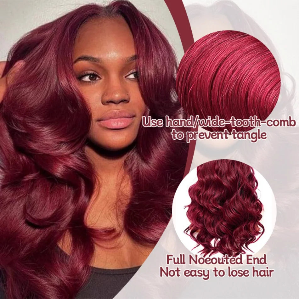 30 Inch Burgundy 13X6 Body Wave HD Lace Frontal Human Hair Wig 99J Colored 13X4 Red Lace Front Human Hair Wigs for Black Women