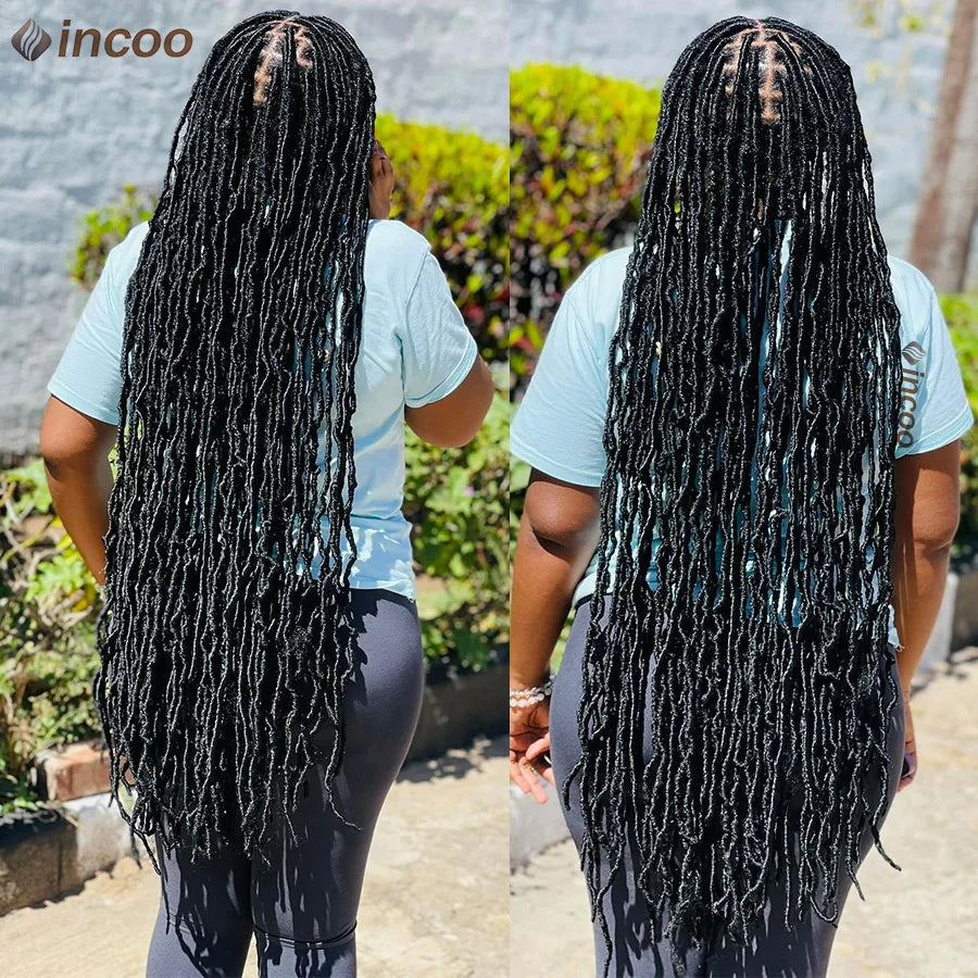 40 Inches Long Synthetic Dreadlocks Braided Wigs Soft Full Lace Twist Braids Wigs for Black Woman Knotless Box Braided Lace Wigs