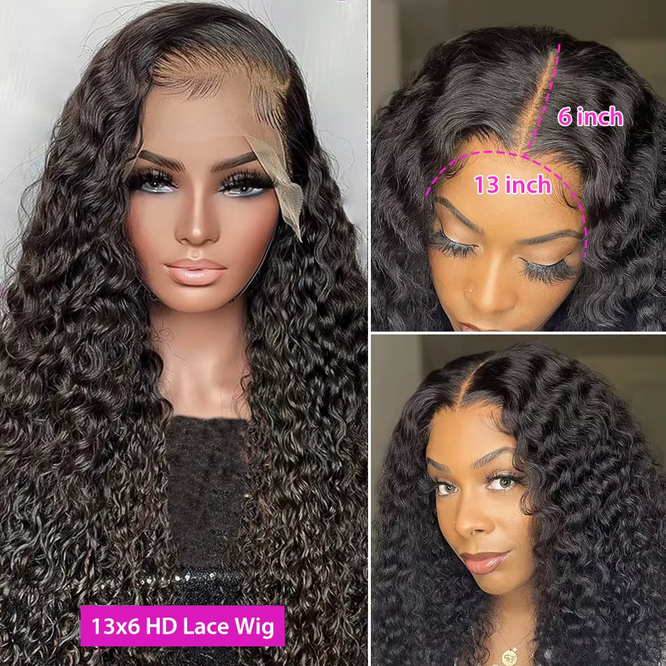 13X6 Hd Lace Frontal Wig Brazilian Human Hair Wigs for Women 13X4 Pre Plucked Wet and Wavy 30 40 Inch Deep Wave Lace Front Wigs