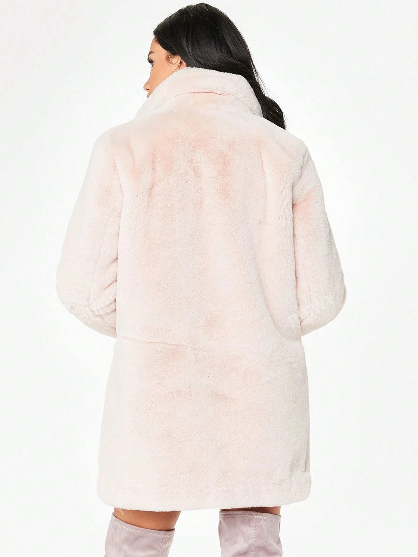 Manteau en peluche uni pour femmes